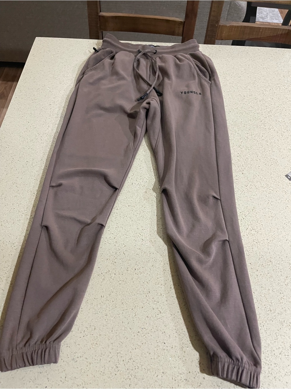 YoungLA Men's Taupe-Brown Joggers with Drawstring - Picture 3 of 8